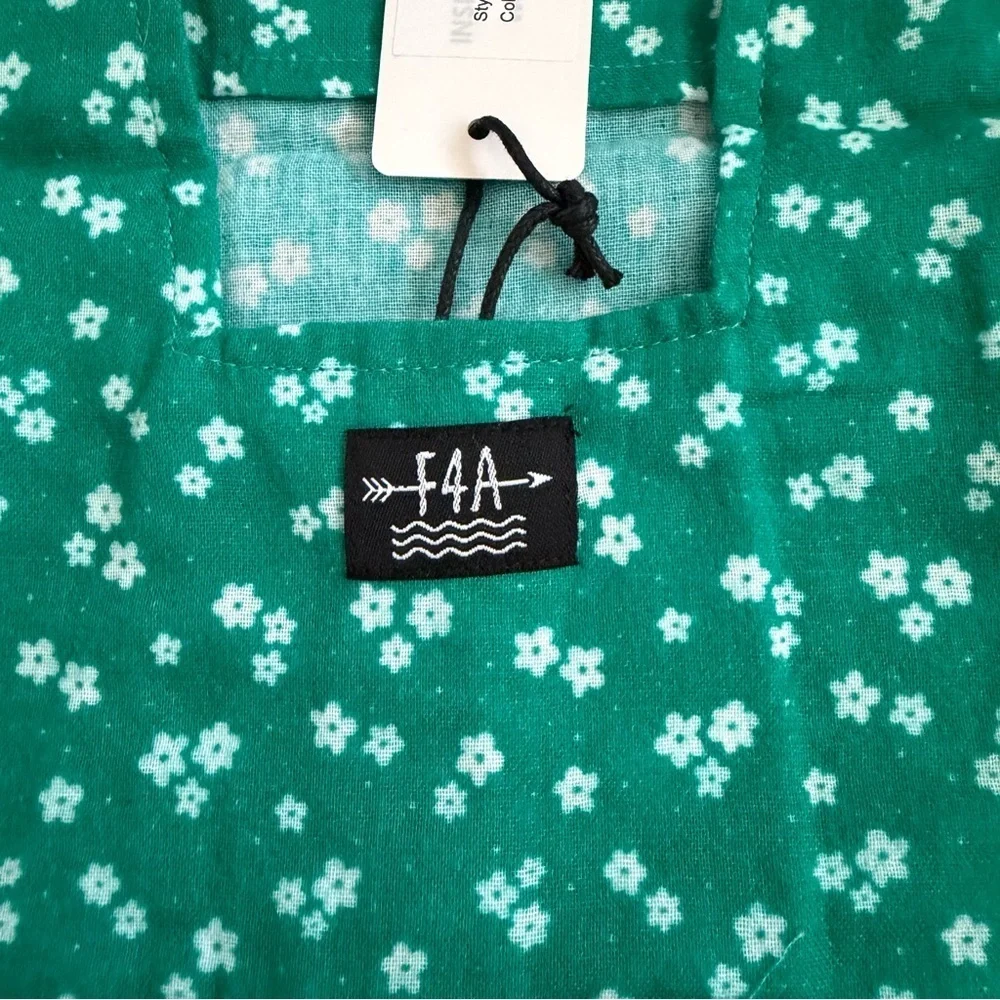 NWT Feather 4 Arrow Girls Green Floral Romper with Tie Straps Size 5